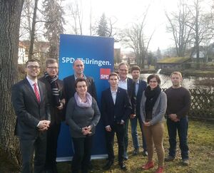 Mit SPD-Landesgeschäftsführer Michael Klostermann als Gast versammelte sich der neue Vorstand um seinen Vorsitzenden